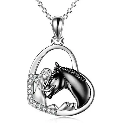 YFN Horse Pendant Necklace Jewelry 925 Sterling Silver Girls Embrace Horse Gift for Women Girls (A Horse with Girl Necklace) YFN Horse Pendant Necklace Jewelry 925 Sterling Silver Girls Embrace Horse Gift for Women Girls (A Horse with Girl Necklace)