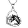 YFN Horse Pendant Necklace Jewelry 925 Sterling Silver Girls Embrace Horse Gift for Women Girls (A Horse with Girl Necklace)