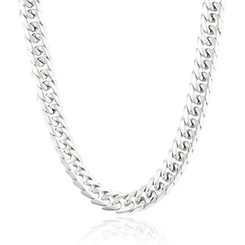 Crucible Jewelry Mens Stainless Steel Polished Curb Chain Necklace (10 mm), 24-Inch, White Crucible Jewelry Mens Stainless Steel Polished Curb Chain Necklace (10 mm), 24-Inch, White