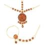 Efulgenz Indian Bollywood Bridal Wedding Kundan Crystal Necklace Earring Maang Tikka Head Chain Nose Ring Bracelet Jewelry Set
