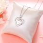 S925 Sterling Silver Cute Paw Print Heart Pendant Necklace for Dog Lover Women Paw Jewelry 18 inches
