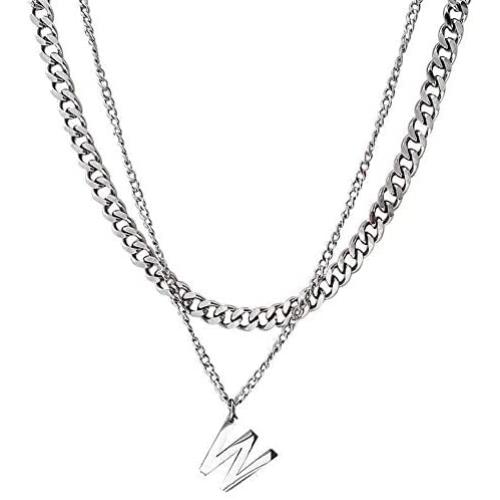 HXQ Multilayer Letter Lock Pendant Necklace Chain Punk Multilayer Choker Necklace for Women Man Girls