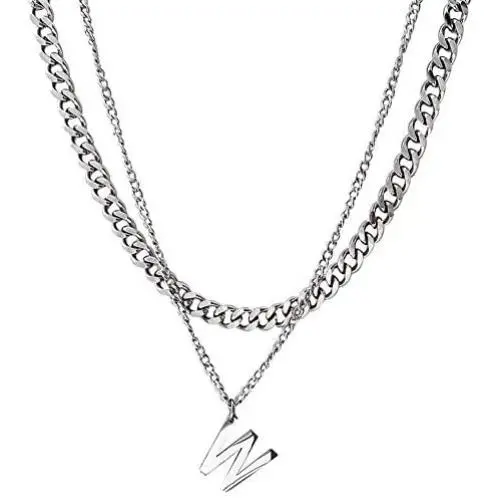 HXQ Multilayer Letter Lock Pendant Necklace Chain Punk Multilayer Choker Necklace for Women Man Girls HXQ Multilayer Letter Lock Pendant Necklace Chain Punk Multilayer Choker Necklace for Women Man Girls