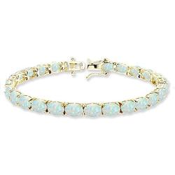 Sterling Silver 7x5mm Genuine, Simulated or Created Gemstone Oval-cut Classic Tennis Bracelet