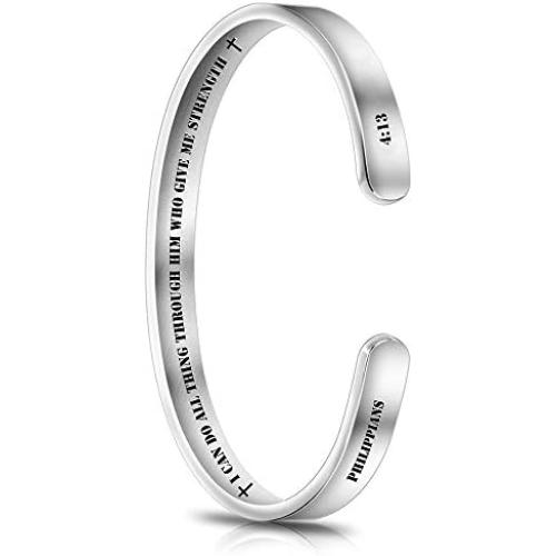 Ratoy Inspirational Bracelets for Women Teen Girl Personalized Birthday Cuff Bangle Keep Going Motivational Mantra Quote Jewelry for Her Mom