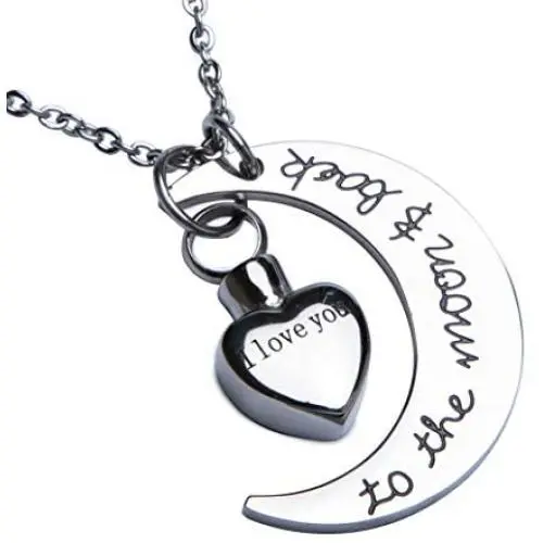 Fanery Sue Personalized Custom Love You to The Moon and Back Cremation Urn Necklace for Ashes Memorial Pendant Jewelry Fanery Sue Personalized Custom Love You to The Moon and Back Cremation Urn Necklace for Ashes Memorial Pendant Jewelry