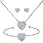 MILATU Silver Jewelry Set for Women Halo Pendant Necklace Stud Earrings Bracelet with Cubic Zirconia Girls Gift