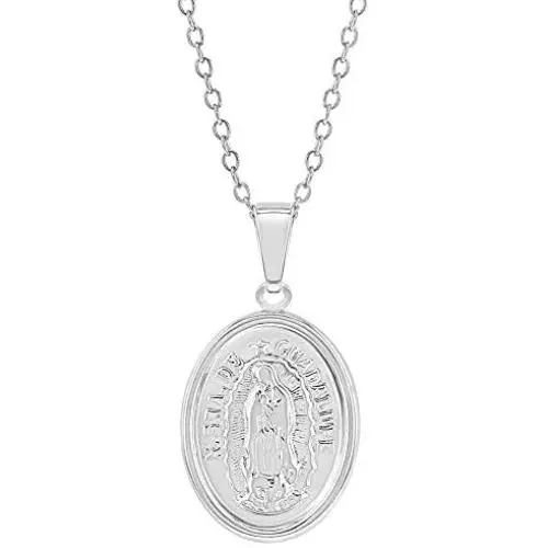 925 Sterling Silver Our Lady of Guadalupe Virgin Mary Medal Necklace Kids 16'' 925 Sterling Silver Our Lady of Guadalupe Virgin Mary Medal Necklace Kids 16''