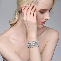 BriLove Womens Wedding Bridal Crystal Cluster Tennis Stretch Bracelet