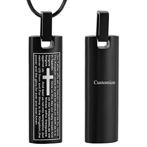 Memorial Urn Necklace for Ashes Cross Cylinder Cremation Jewelry Ashes Holder Engraved Bible Keepsake Pendant Necklace for Women Men Memorial Urn Necklace for Ashes Cross Cylinder Cremation Jewelry Ashes Holder Engraved Bible Keepsake Pendant Necklace for Women Men