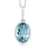 Gem Stone King 925 Sterling Silver Blue Topaz Pendant Necklace For Women 7.00 Ct Gemstone Birthstone, 14X10MM Oval Shape with 18 Inch Silver Chain