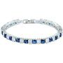 RIZILIA [Ice Cube] Princess Cut Multi-Color CZ 18K White Gold Plated Tennis Bracelet, 7''