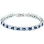 RIZILIA [Ice Cube] Princess Cut Multi-Color CZ 18K White Gold Plated Tennis Bracelet, 7''