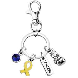 UJIMS Down Syndrome Awareness Gift Blue and Yellow Ribbon Keychain Trisomie 21 Support Jewelry Yellow Boxing Glove Fearless Down Syndrome Jewelry