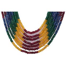 Ratnavali Jewels Multi Color 7 Line Quartz Beads Strand Jewelry Necklace Women
