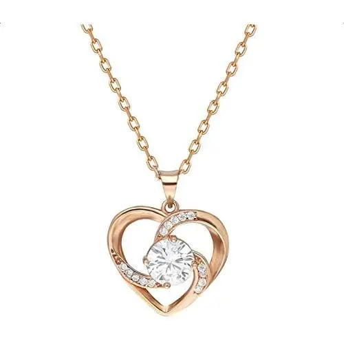 Absent Design Love Heart Necklaces Jewelry for Women | Heart Pendant Necklace | Necklaces for Teen Girls in Rose Gold Color | Perfect for Her - Gifts for Teenage Girls with Jewelry Box.