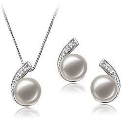 Claudia White 7-8mm AA Quality Freshwater 925 Sterling Silver Cultured Pearl Set For Women