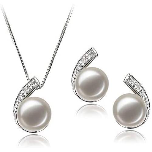 Claudia White 7-8mm AA Quality Freshwater 925 Sterling Silver Cultured Pearl Set For Women