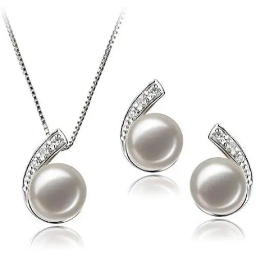 Claudia White 7-8mm AA Quality Freshwater 925 Sterling Silver Cultured Pearl Set For Women Claudia White 7-8mm AA Quality Freshwater 925 Sterling Silver Cultured Pearl Set For Women