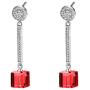 Cube Swarovski Crystal Drop Long Dangle Earrings for Women 925 Sterling Silver Post Hypoallergenic Jewelry