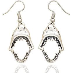 RechicGu Shark Hinged Moveable Tooth Jaws Skull Hell Demon Mouth Dangle Earrings Fancy Dress