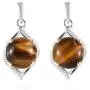 Shop LC Delivering Joy Round Tigers Eye Drop Solitaire Earrings 925 Sterling Silver Costume Stylish Prom Jewelry for Women Mothers Day Gifts