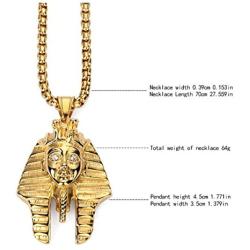 JAJAFOOK Egyptian Jewelry Pharaoh King Pendant Gold Chain Men Necklace