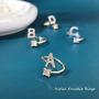 Harlermoon Initial Necklace Finger Rings Set A-Z 26 Letter Alphabet Necklace with Flower Crystal Initial Open Statement Rings Jewelry