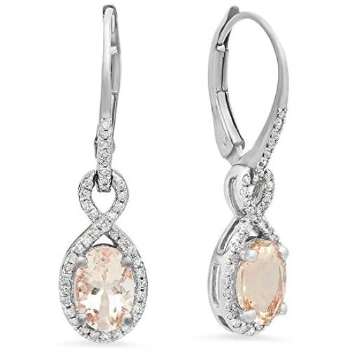 Dazzlingrock Collection 10K Ladies Infinity Dangling Earrings, White Gold