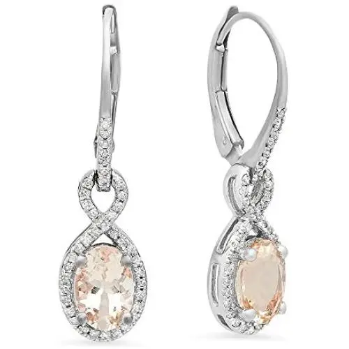 Dazzlingrock Collection 10K Ladies Infinity Dangling Earrings, White Gold