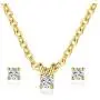 MDFUN Simple Necklace and Earring Jewelry Set for Women and Girls, 18K Gold Plated Halo Cubic Zirconia Round Cut Stud Earring and Pendant Choker MDFUN Simple Necklace and Earring Jewelry Set for Women and Girls, 18K Gold Plated Halo Cubic Zirconia Round Cut Stud Earring and Pendant Choker