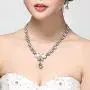 Brishow Red Rhinestone Bride Wedding Jewelry Set Bridal Crystal Necklace Earrings Set for Women and Girls (3 PCS)