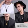 Richsteel Wolf Teeth/Wolf Pendant Necklace for Men 316 Stainless Steel/18K Gold Plated/Black Viking Wolf Nordic Jewelry(with Gift Box)