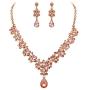 BriLove Wedding Bridal Jewelery Set for Women Crystal Bling Rhinestone Beaded Cluster Statement Necklace Dangle Earrings