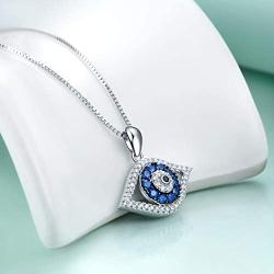 PEIMKO Evil Eye Pendant Necklace for Women 925 Sterling Silver Greek Protection Jewelry Amulet Gift for Girls Boys