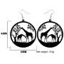 NEWEI Acrylic Hollow Big Round Circle African Giraffe Earrings For Women Dangle Drop Animal Jewelry Charm