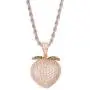 Moca Jewelry Iced Out Colored Peach Pendant 18K Gold Plated Bling CZ Simulated Diamond Hip Hop Necklace for Men Women