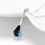 AOBOCO Sterling Silver Teardrop/Water Drop Necklace Embellished with Crystals from Austria, Fine Anniversary Birthday Jewelry Gifts for Women Wife Girlfriend Daughter Mom Grandma Aunt