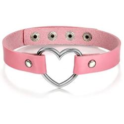 OIDEA Christmas Bracelets Gifts Adjustable Leather Heart Charm Choker Necklace for Women Party Cosplay Halloween Decorations, Pink, Black, Blue, Red, White, Purple