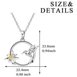WINNICACA s925 Sterling Silver（Hummingbird&Lotus&Sunflower& Rose& Daisy&Bee&Tree of Life） Pendant Necklace Jewelry for Women Teens Birthday Gift