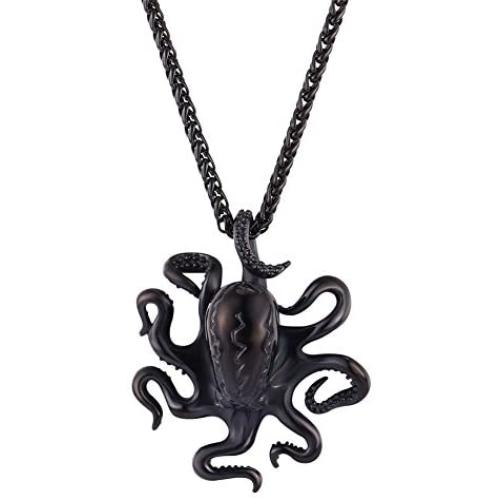 U7 Men Punk Jewelry Stainless Gold Plated Cool Ocean Animal Octopus Pendant & Chain