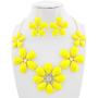 Firstmeet Shiny Flower Statement Collar Necklace with Earrings