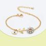 Anoup Initial Sunflower Bracelets for Girls Women, 14k Gold Plated Sunflower Bracelets Initial Bee Sunflower Charm Bracelets Sunflower Jewelry Sunflower Gifts for Girls Women Gold White Gold