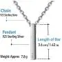 925 Sterling Silver Necklace Simple Vertical Bar Pendant New Women Chain, 28+2'' Extender