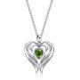 WINNICACA S925 Sterling Silver Angle Wings Heart Necklace Birthstone Birthday Jewelry Mothers Day Gifts for Her Women Mom