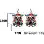WEVENI Enamel Alloy Cartoon Owl Bird Earrings Dangle Drop Jewelry For Women Girls Ladies Charm Gift