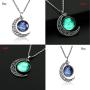 Lcbulu Galaxy Crescent Moon Pendant Necklaces Jewelry for Women Teen Girls 18