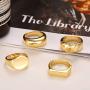 17 MILE 4 PCS Gold Chunky Dome Rings Set for Women 18K Real Gold Signet Polished Round Stacking Minimalist Ring Size 6-9