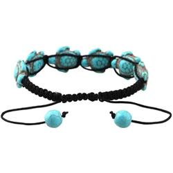 Comelyjewel Premium Quality Bohemian Turquoise Turtle Bracelet Hand Knit Bracelet for Women Girls