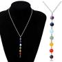 YUANKEXIANG Chakra Necklace 7 Chakra Stones Pendant Necklace Beads Gemstone Healing Crystals Jewelry Birthday